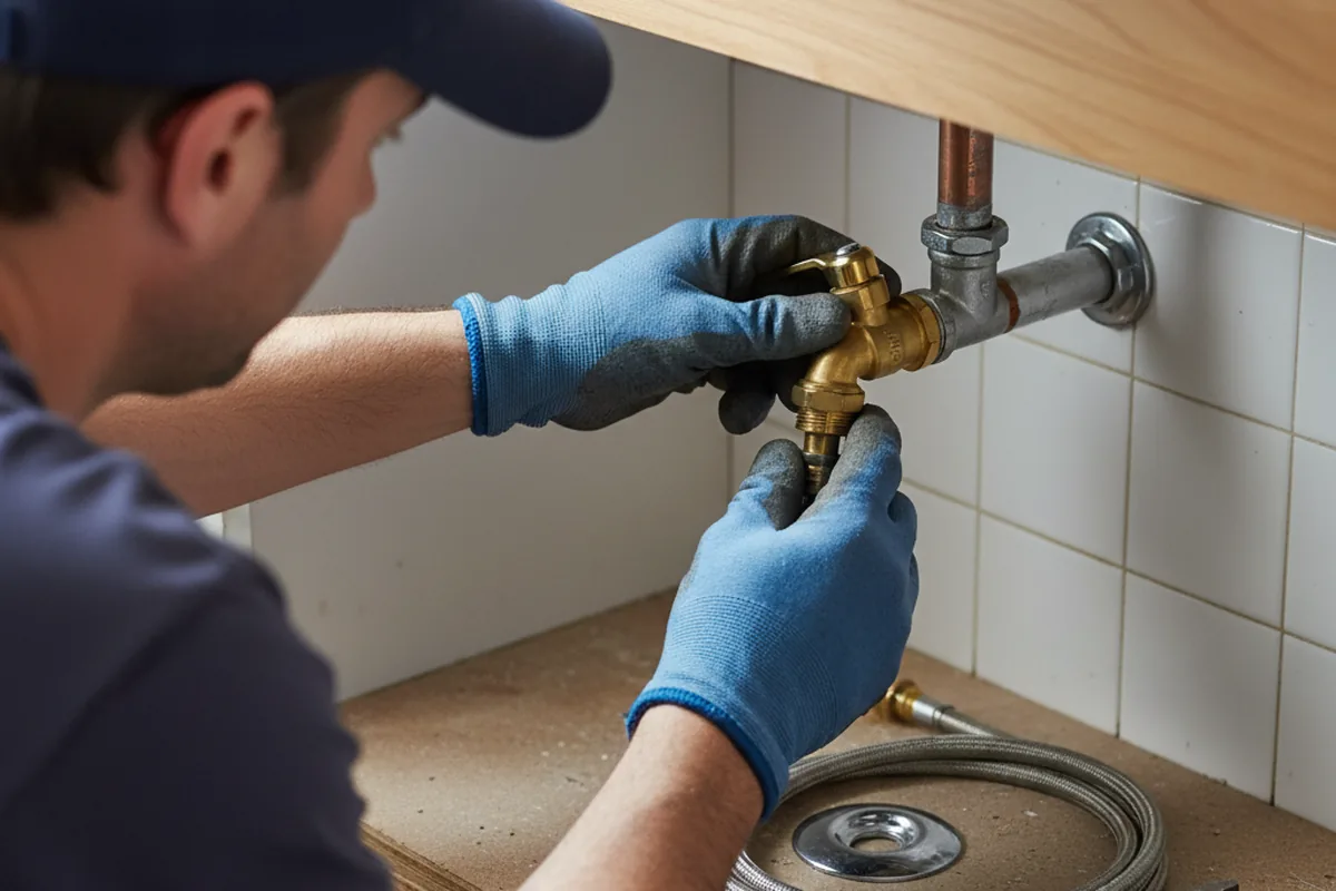 Shutoff valve and fitting work during Burst Pipe Repair in Newton